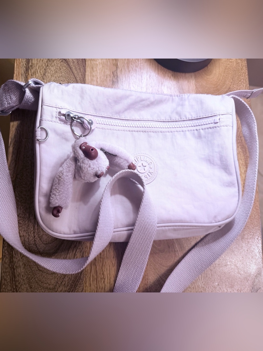 Kipling Light Lavender Crossbody Bag with Monkey Keychain